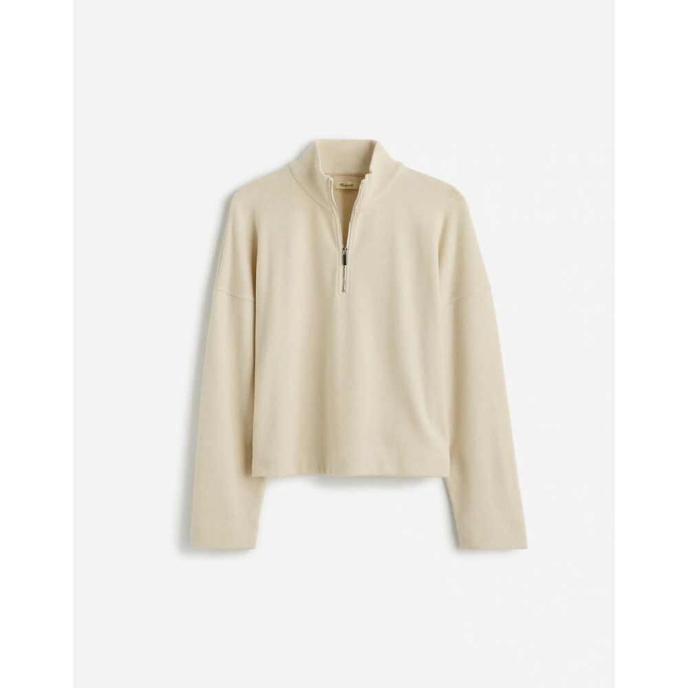 Soft Butter Yellow Madewell Cream Quarter Zip Up Pullover Sweatshirt Sz L